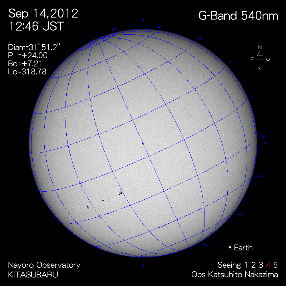 2012年9月14日540nm波長の太陽