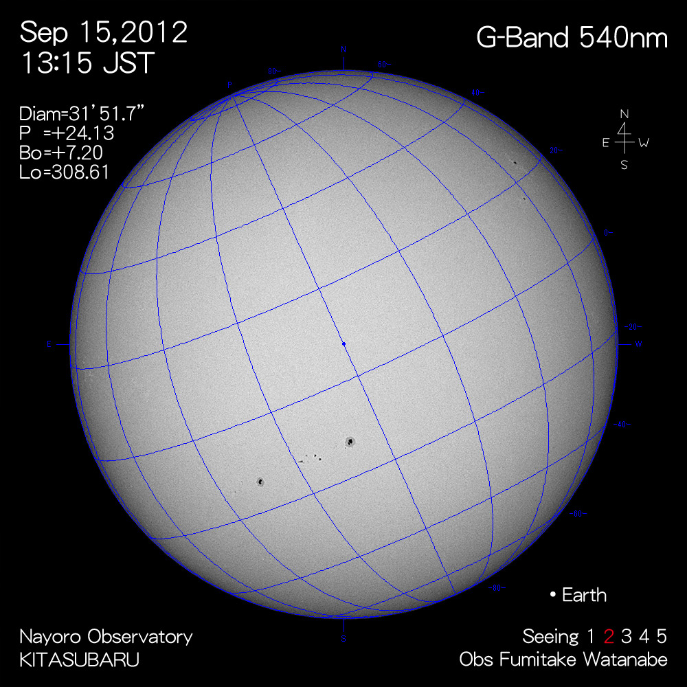 2012年9月15日540nm波長の太陽
