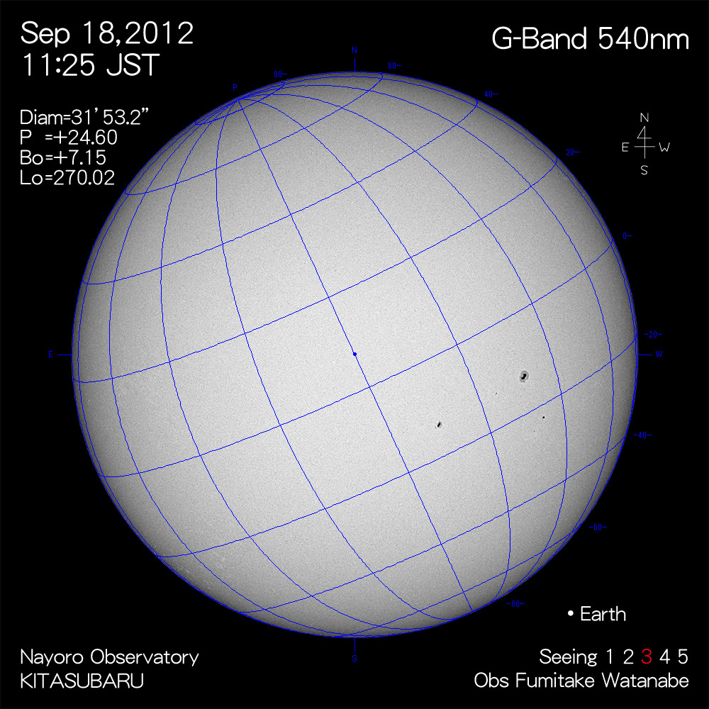 2012年9月18日540nm波長の太陽