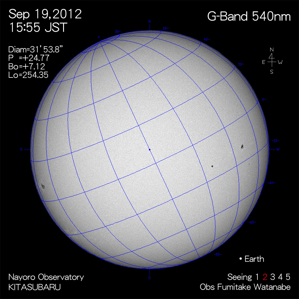2012年9月19日540nm波長の太陽