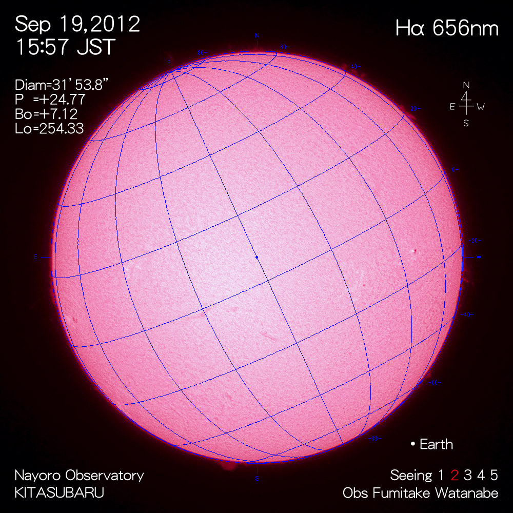 2012年9月19日Hα波長の太陽
