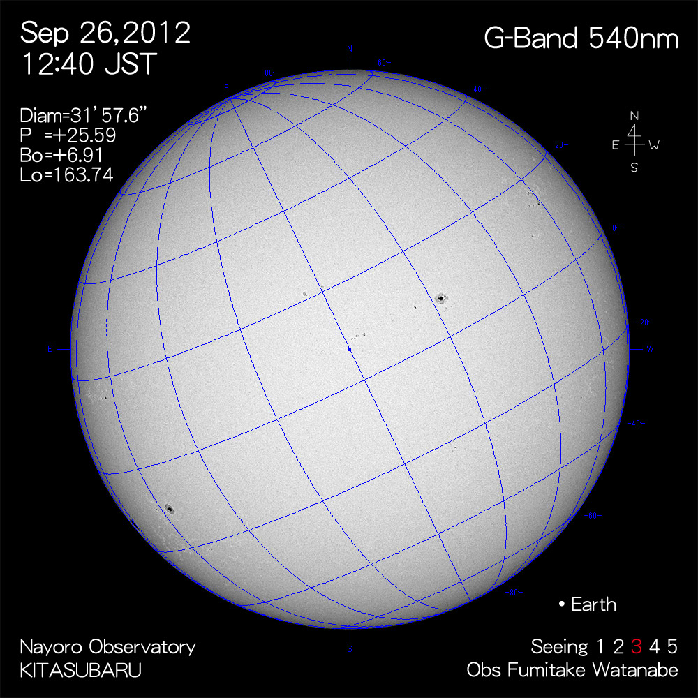 2012年9月26日540nm波長の太陽