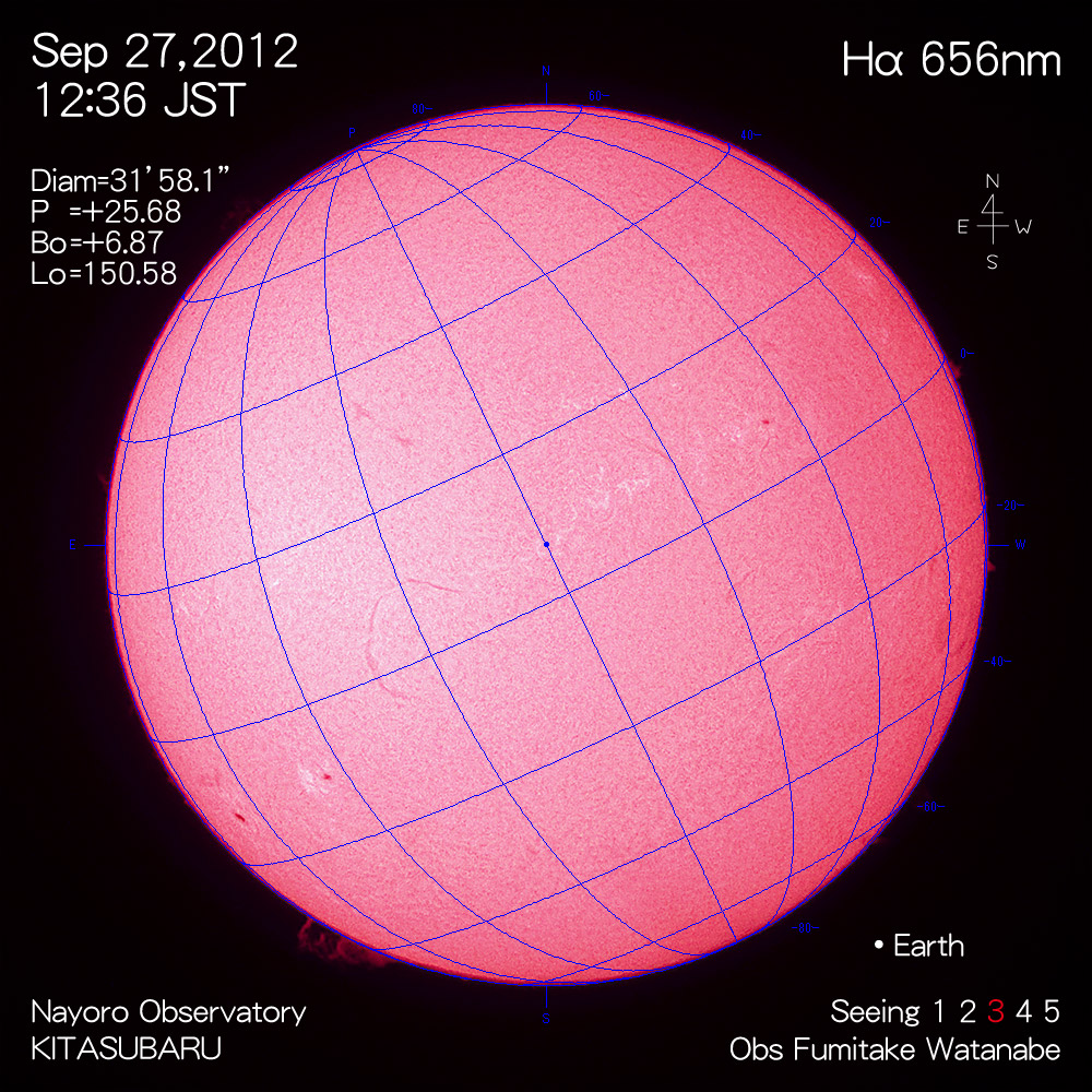 2012年9月27日Hα波長の太陽