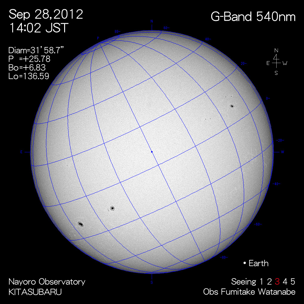 2012年9月28日540nm波長の太陽
