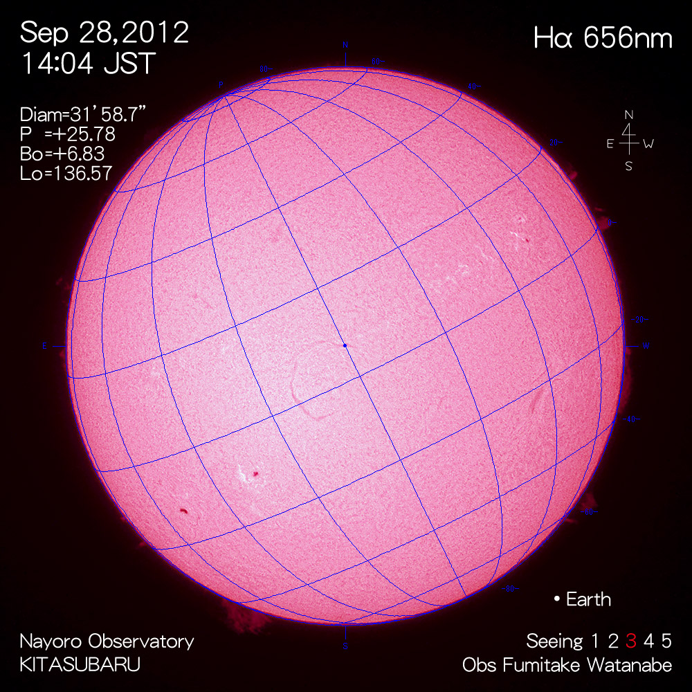 2012年9月28日Hα波長の太陽