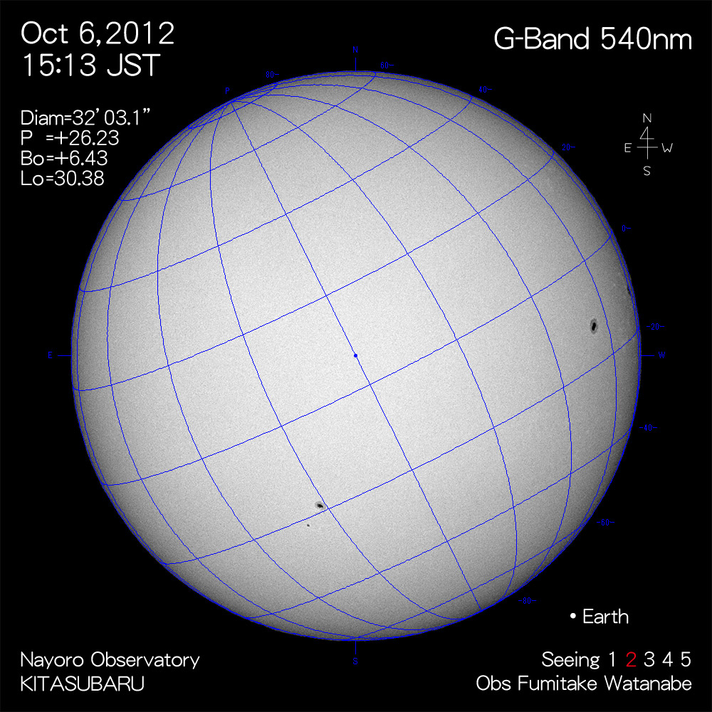 2012年10月6日540nm波長の太陽