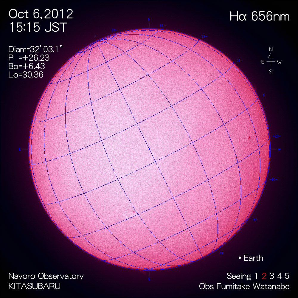 2012年10月6日Hα波長の太陽