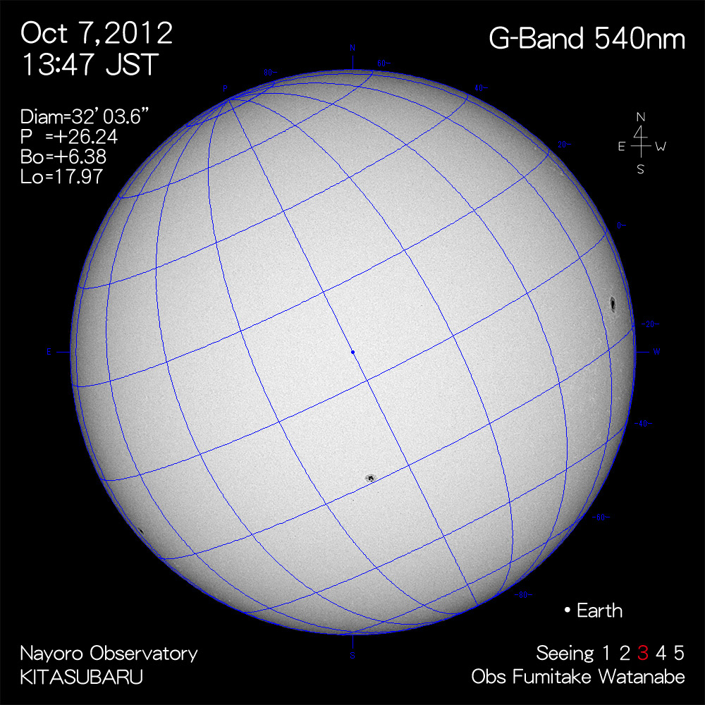 2012年10月7日540nm波長の太陽