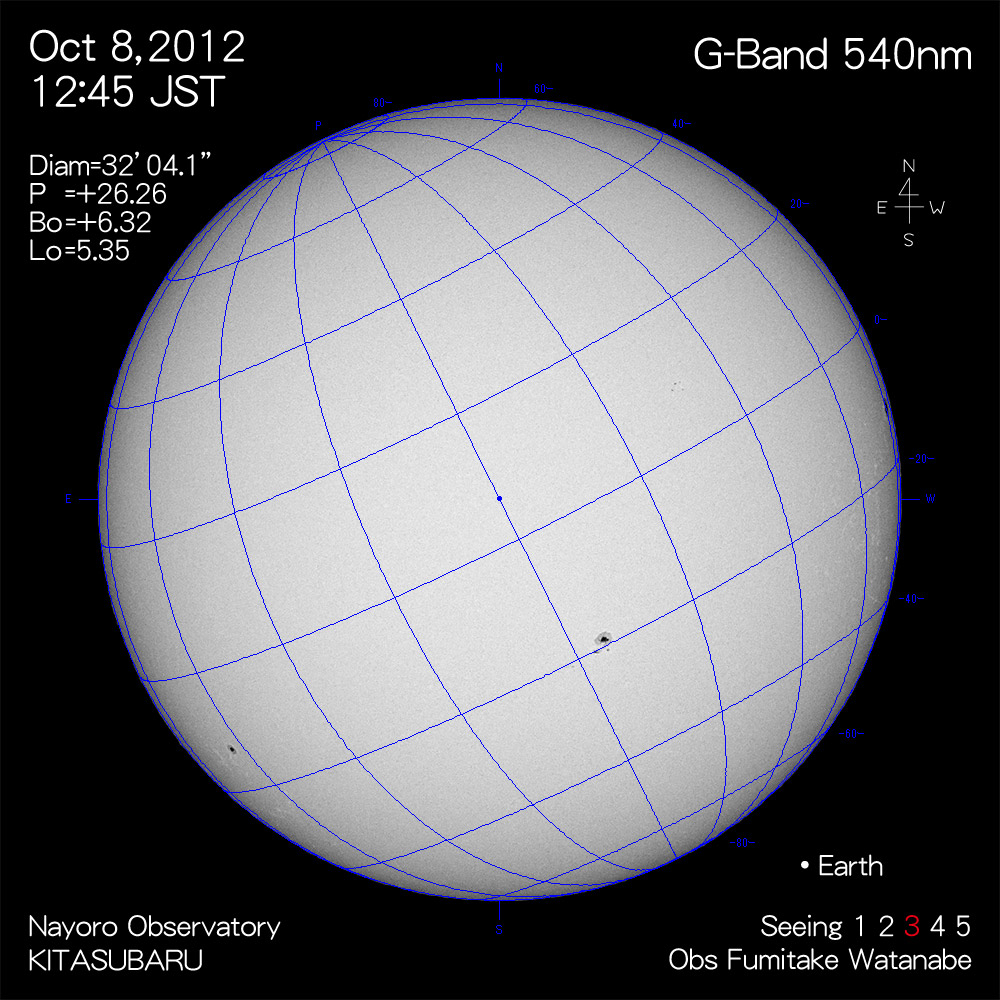 2012年10月8日540nm波長の太陽