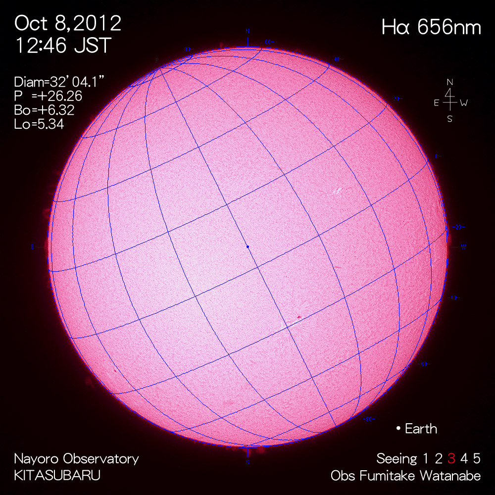 2012年10月8日Hα波長の太陽