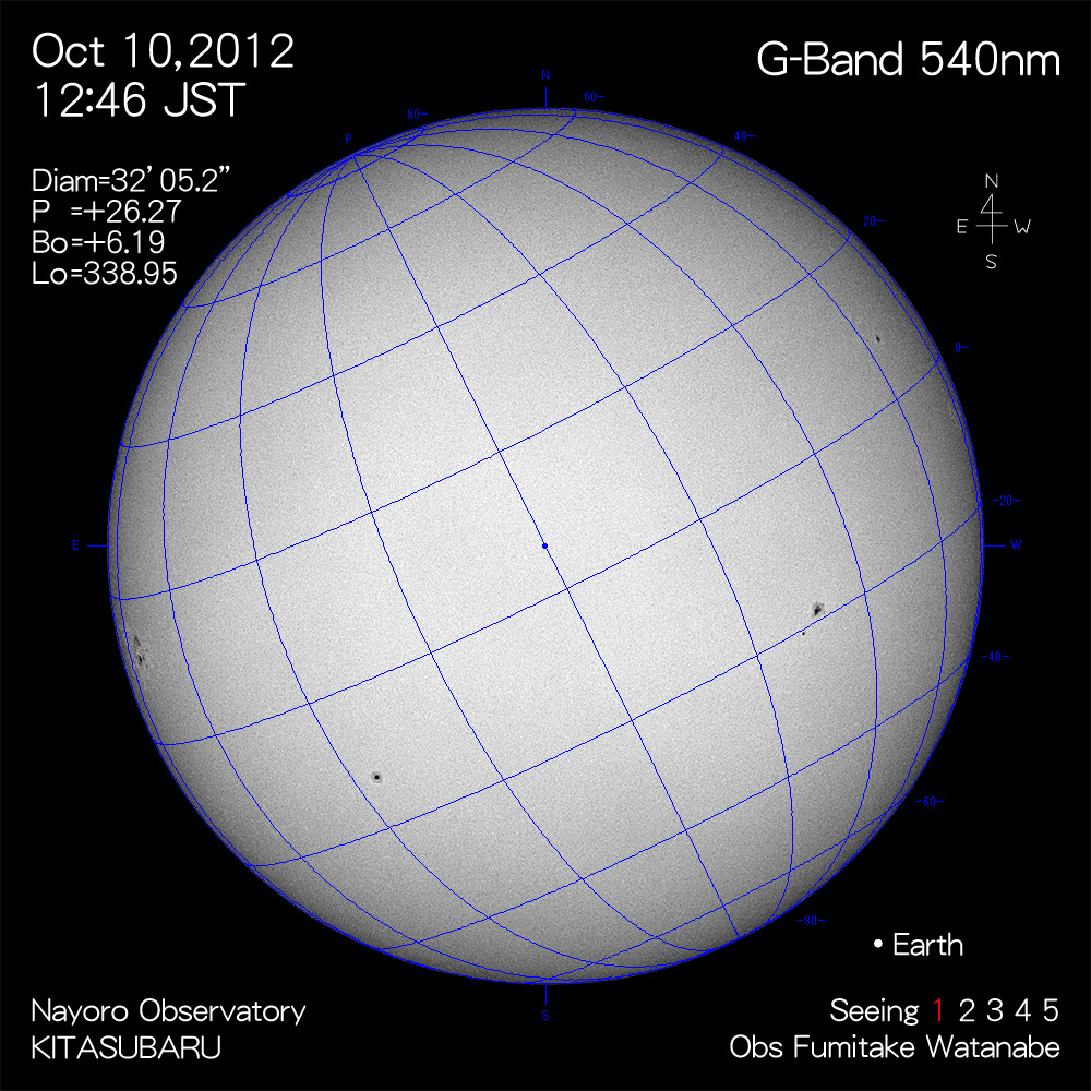 2012年10月10日540nm波長の太陽