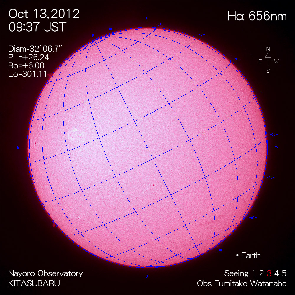 2012年10月13日Hα波長の太陽