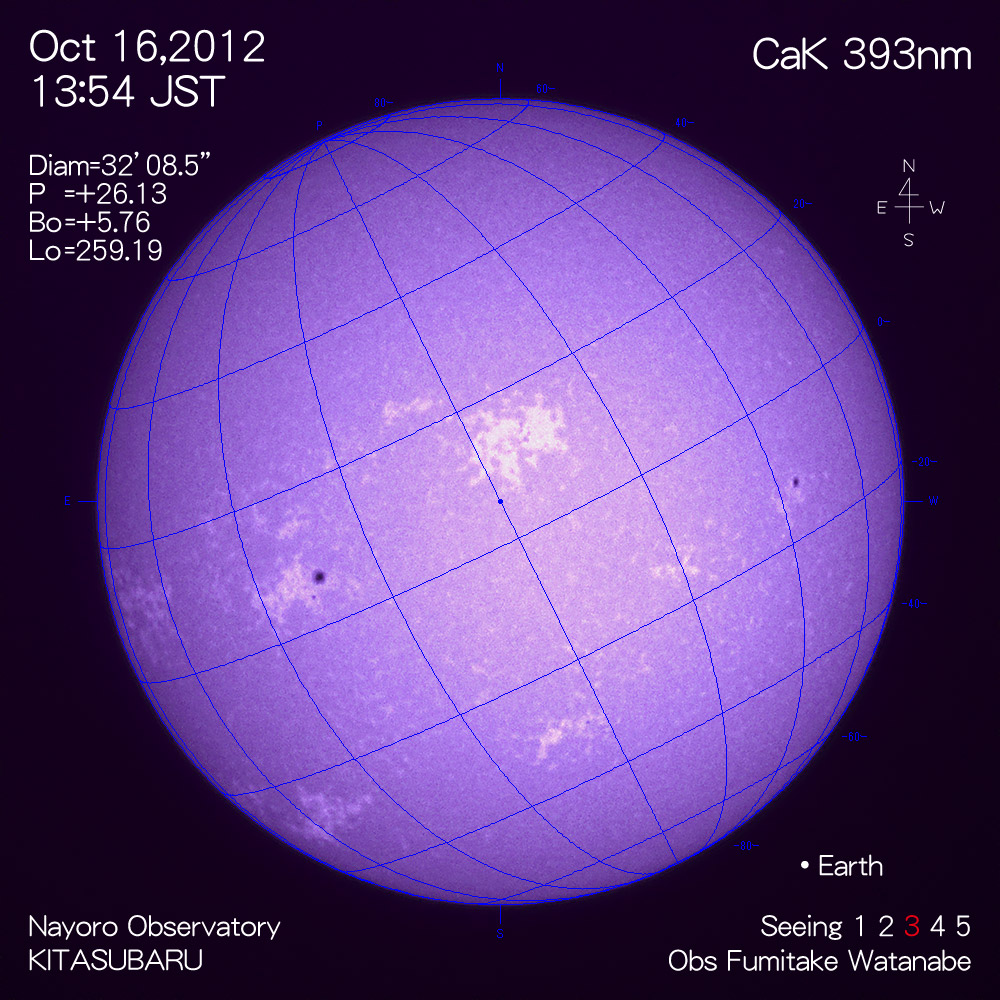 2012年10月16日CaK波長の太陽