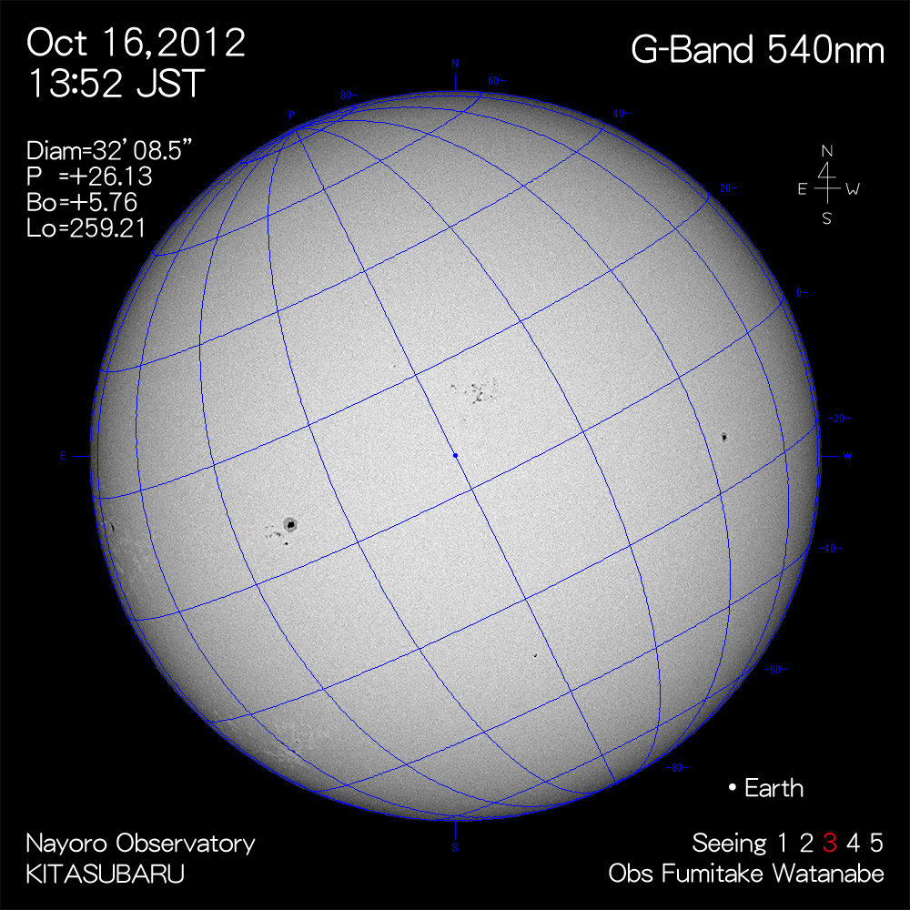 2012年10月16日540nm波長の太陽