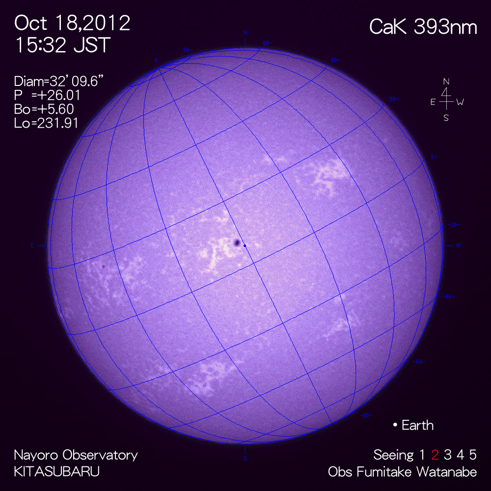 2012年10月18日CaK波長の太陽