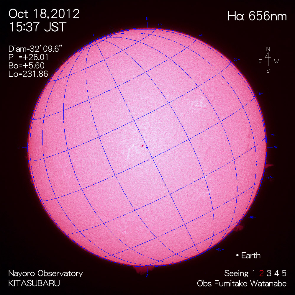 2012年10月18日Hα波長の太陽