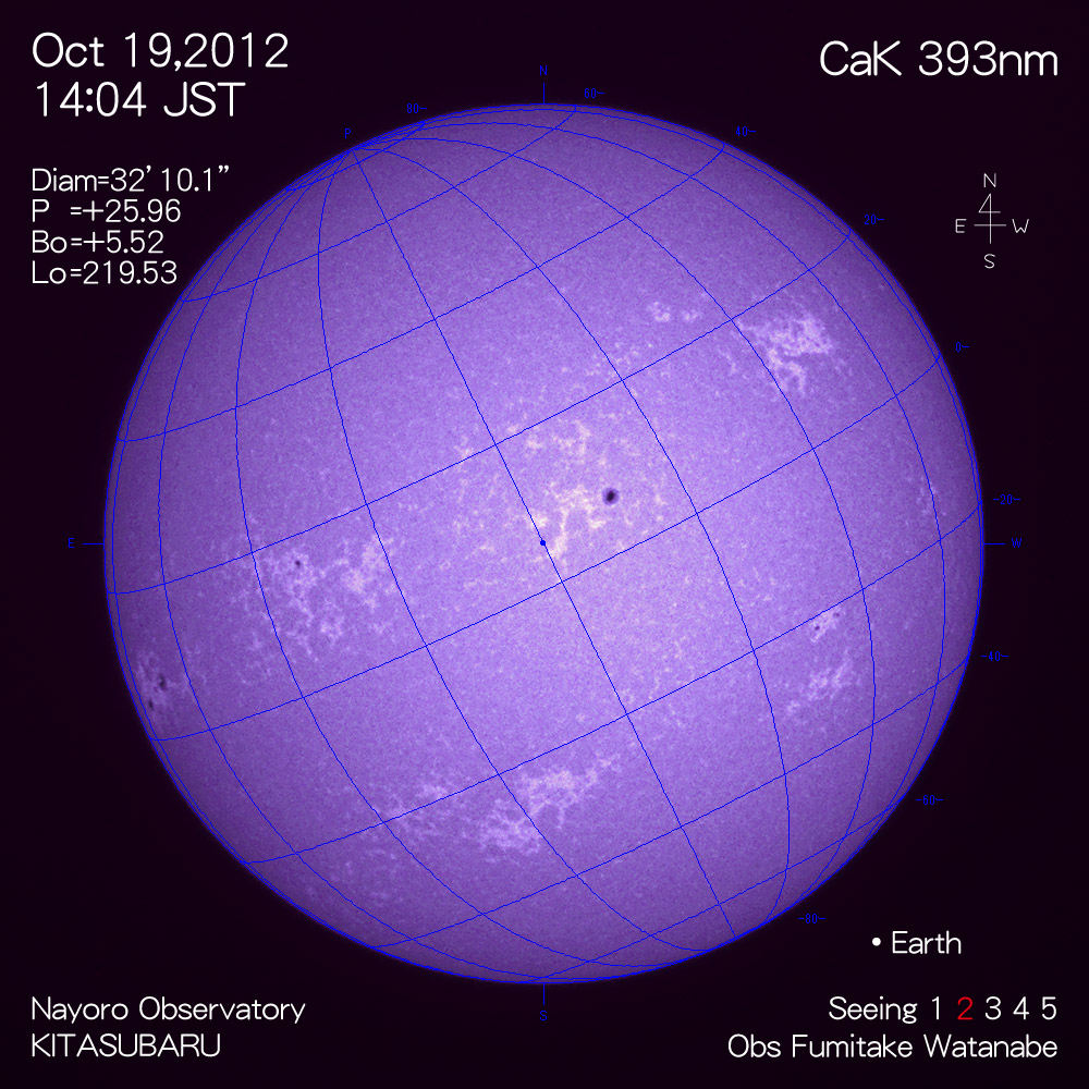 2012年10月19日CaK波長の太陽