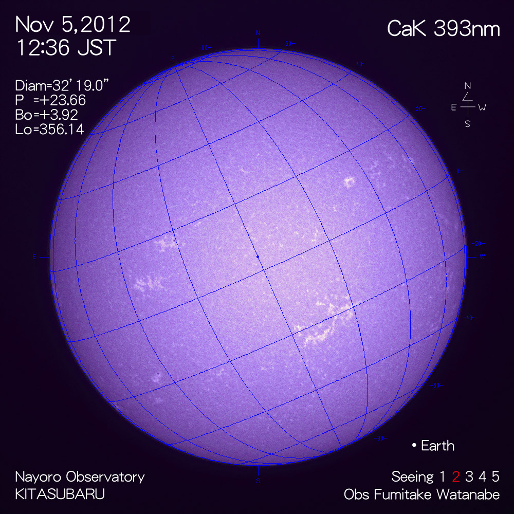 2012年11月5日CaK波長の太陽