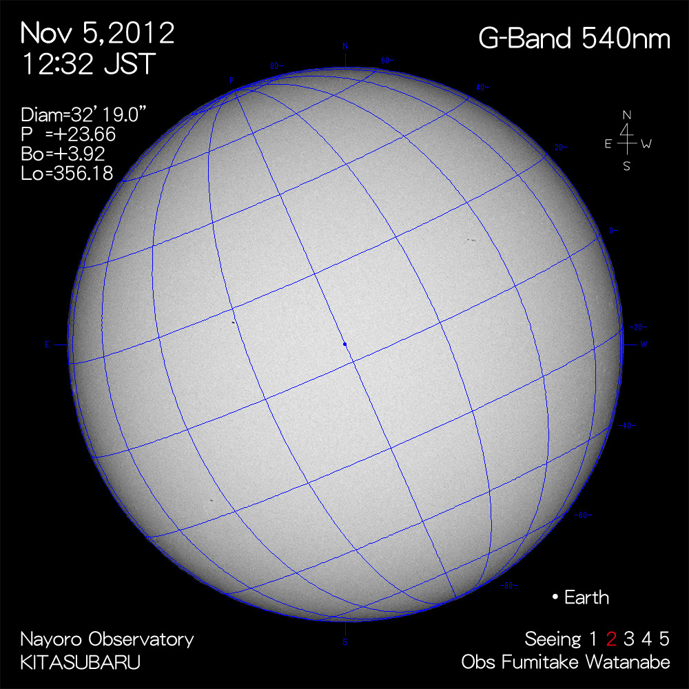 2012年11月5日540nm波長の太陽