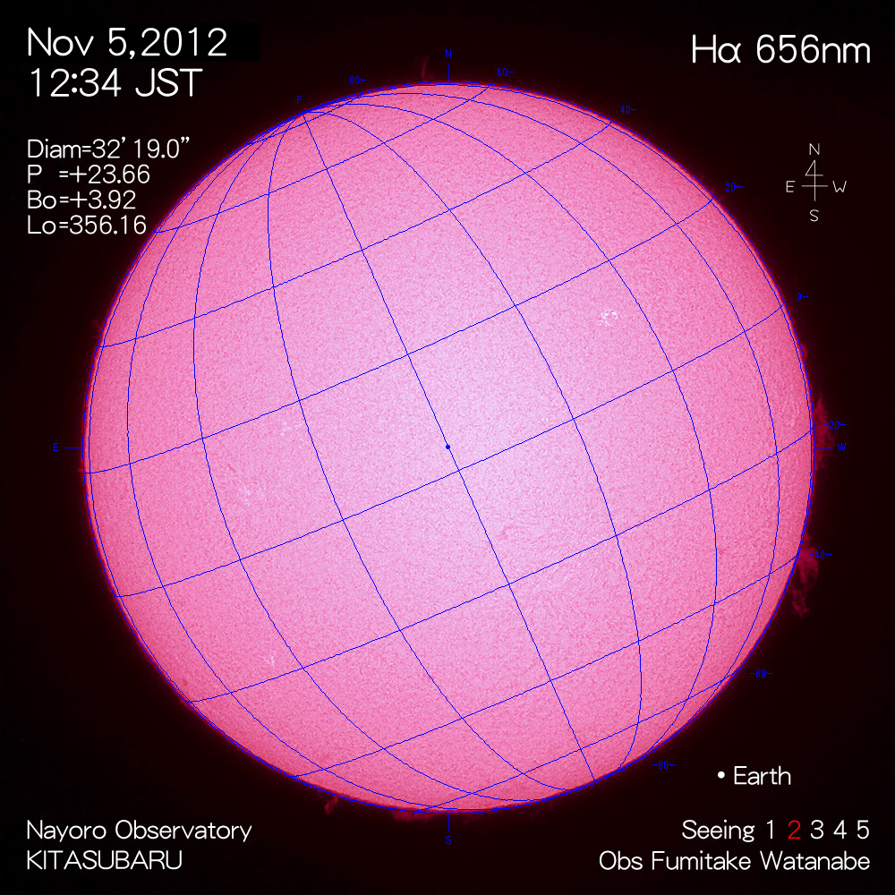 2012年11月5日Hα波長の太陽