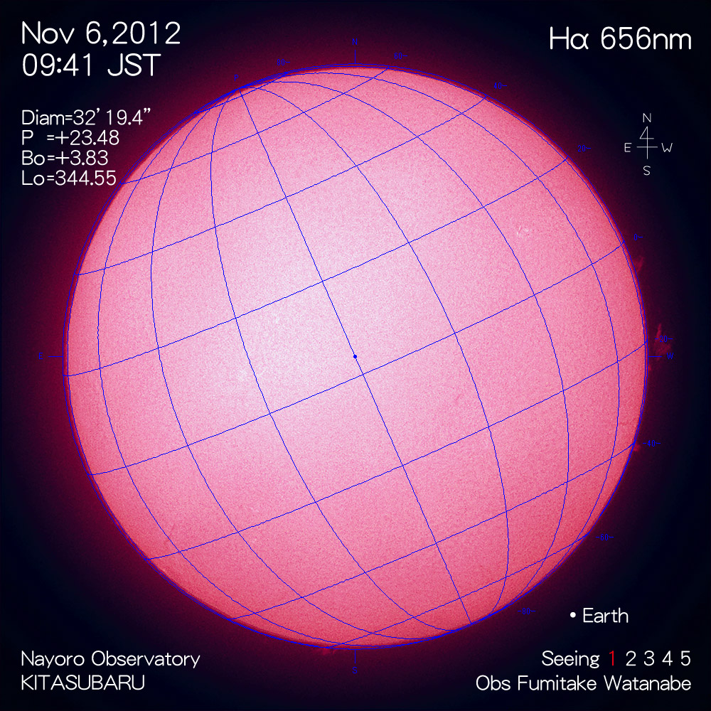 2012年11月6日Hα波長の太陽