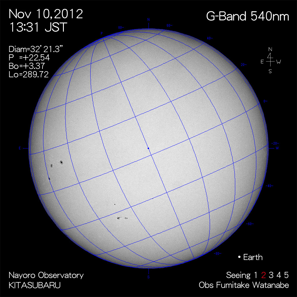 2012年11月10日540nm波長の太陽