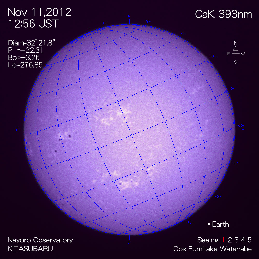 2012年11月11日CaK波長の太陽