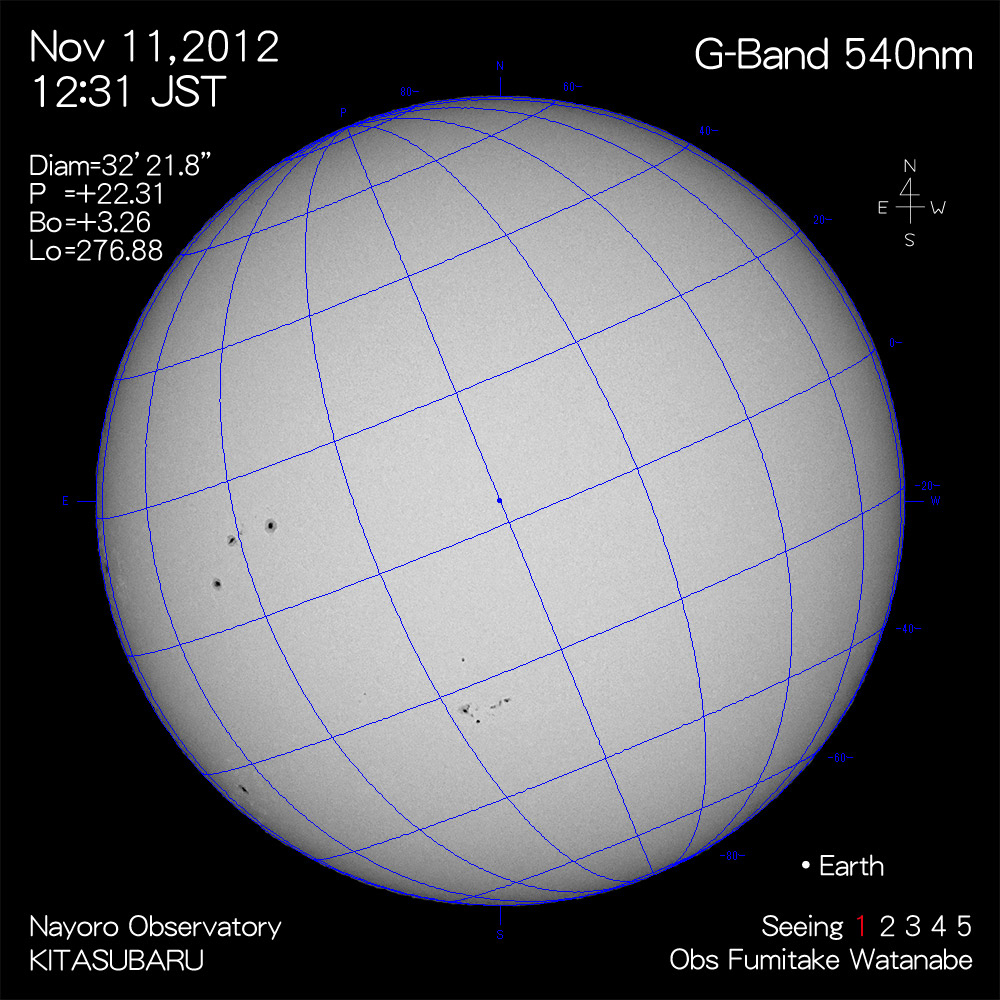 2012年11月11日540nm波長の太陽