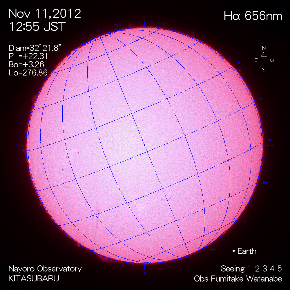 2012年11月11日Hα波長の太陽