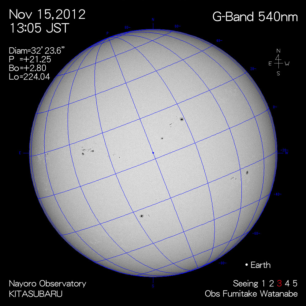 2012年11月15日540nm波長の太陽