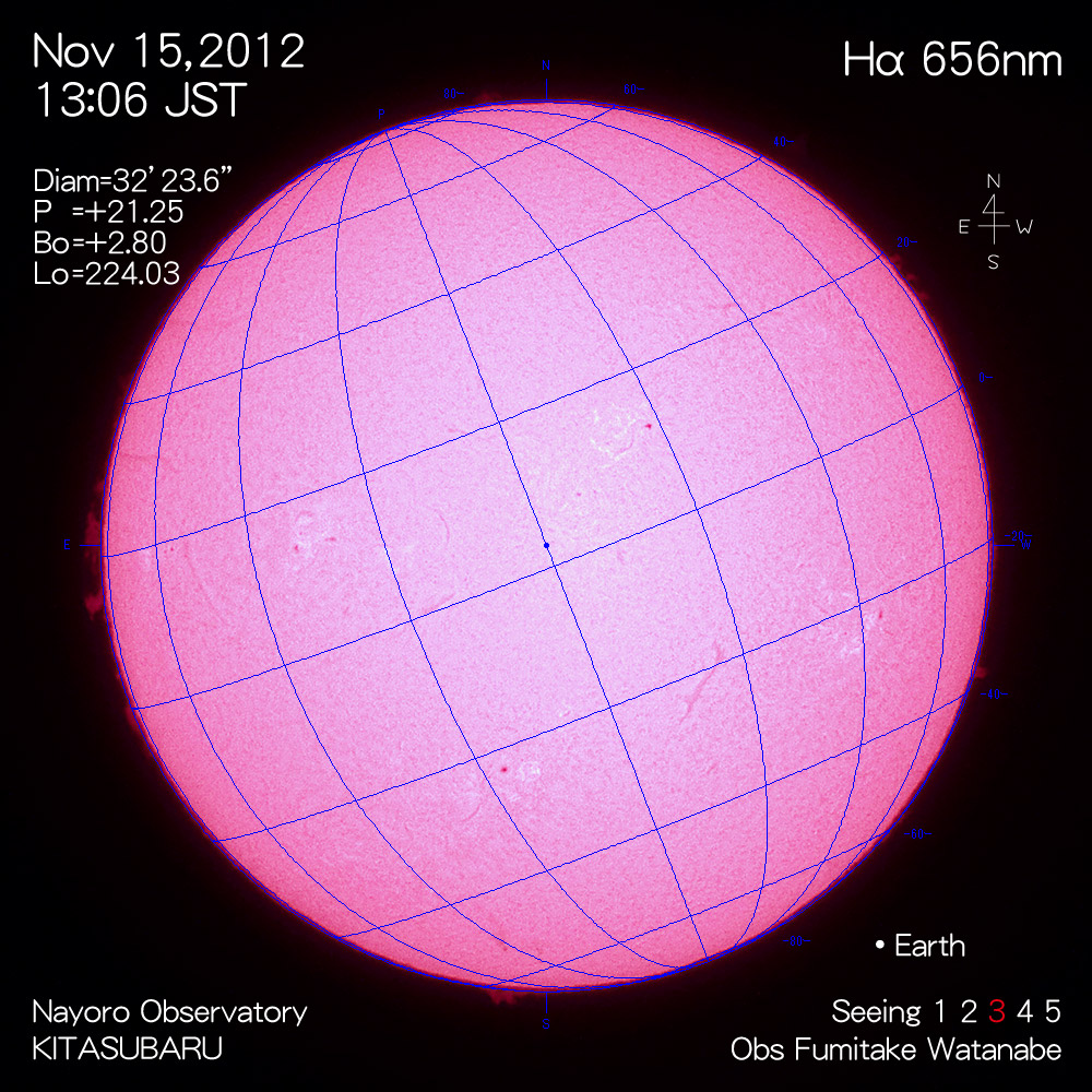 2012年11月15日Hα波長の太陽