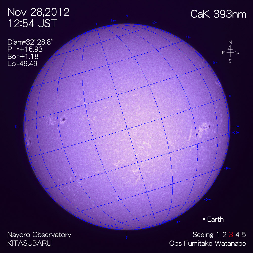 2012年11月28日CaK波長の太陽
