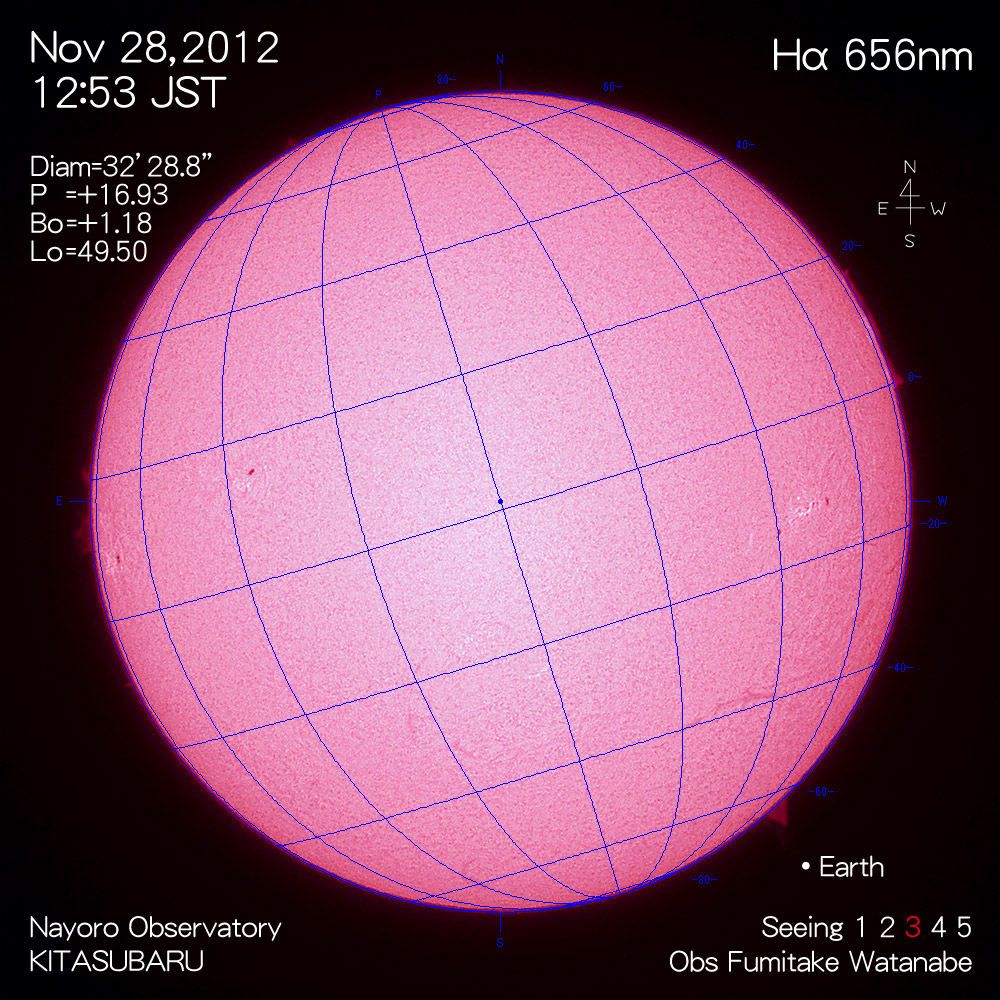 2012年11月28日Hα波長の太陽