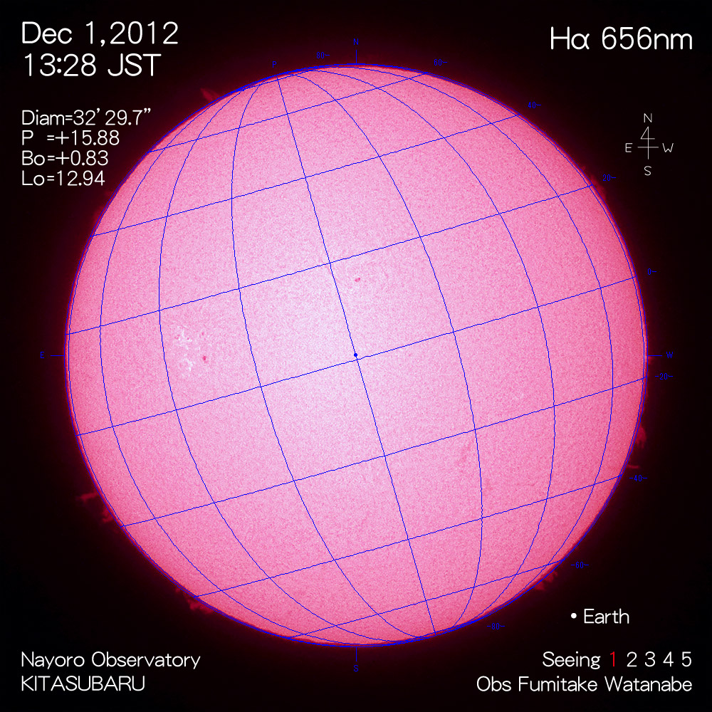 2012年12月1日Hα波長の太陽