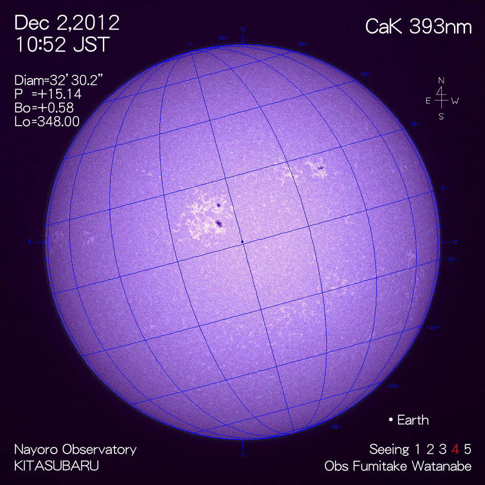 2012年12月3日CaK波長の太陽