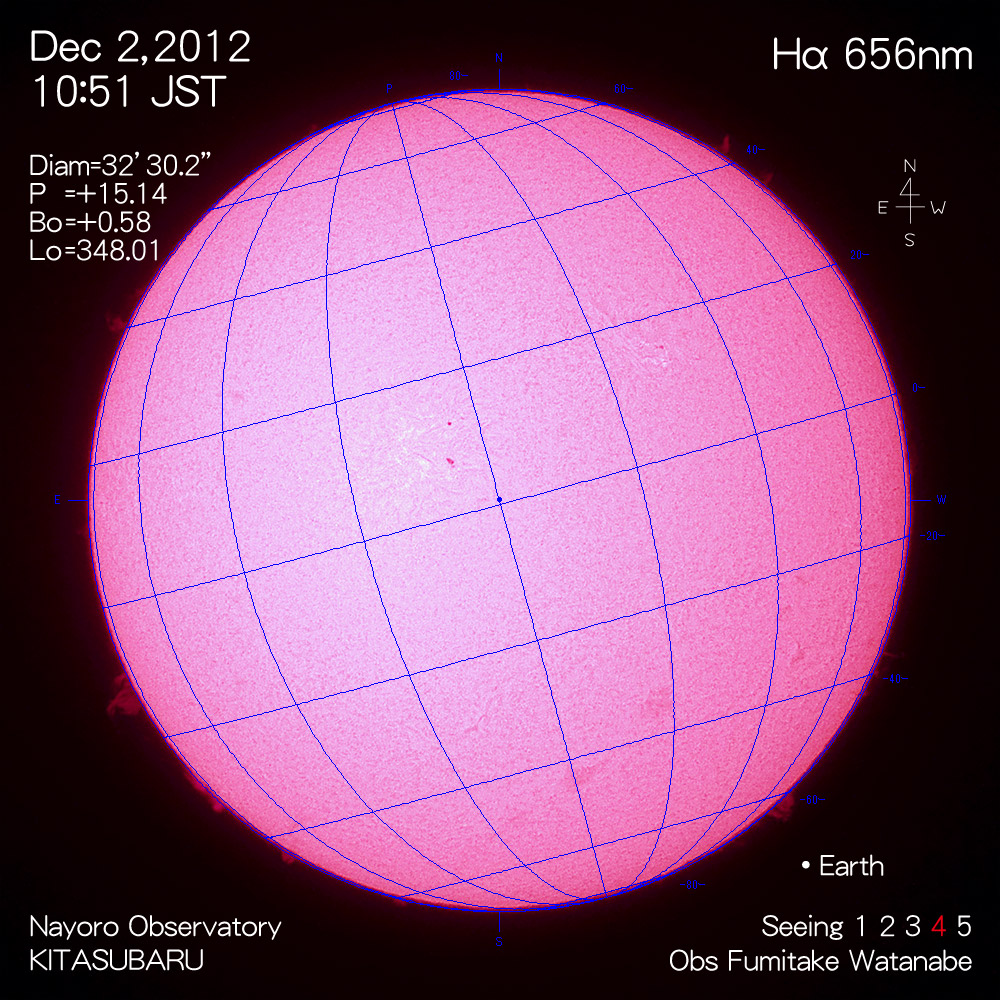 2012年12月3日Hα波長の太陽
