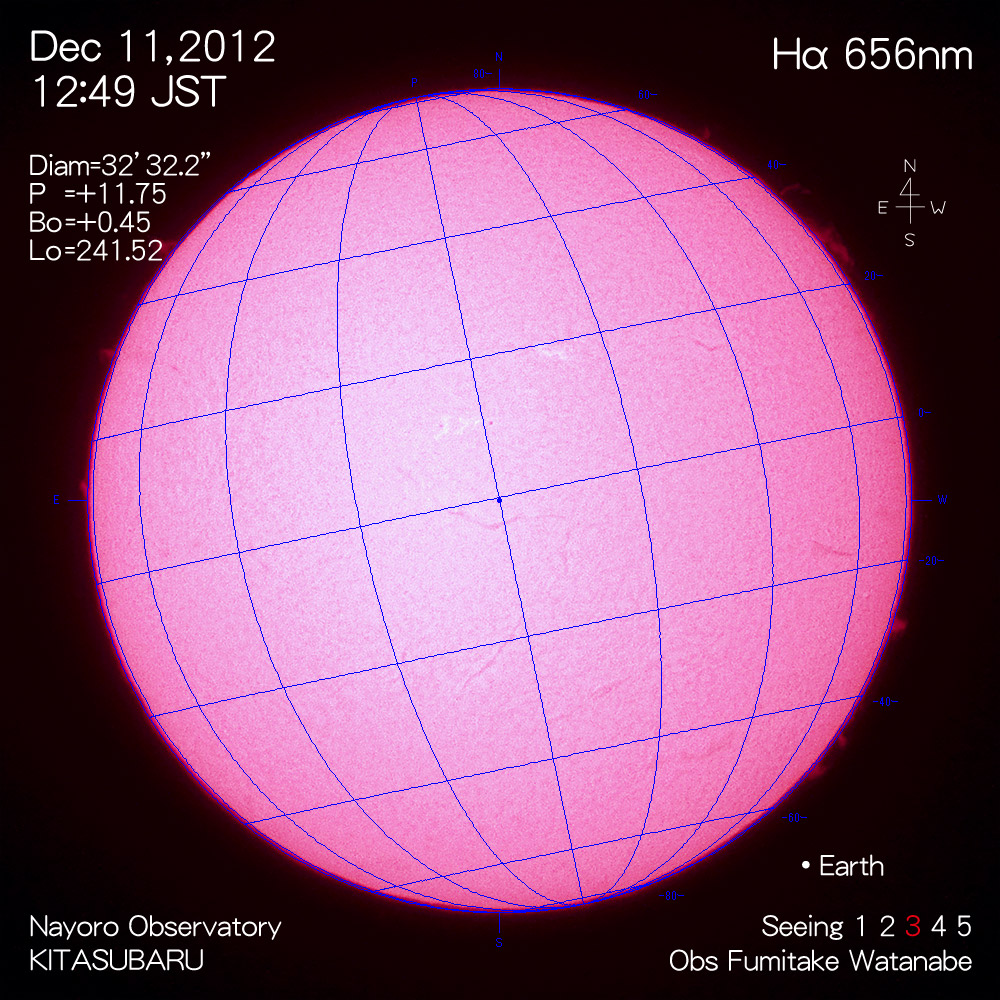 2012年12月11日Hα波長の太陽