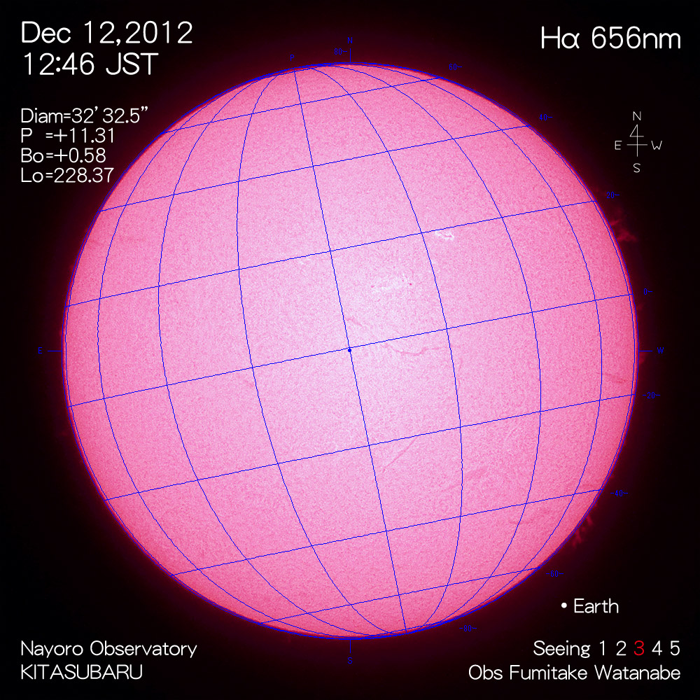 2012年12月12日Hα波長の太陽