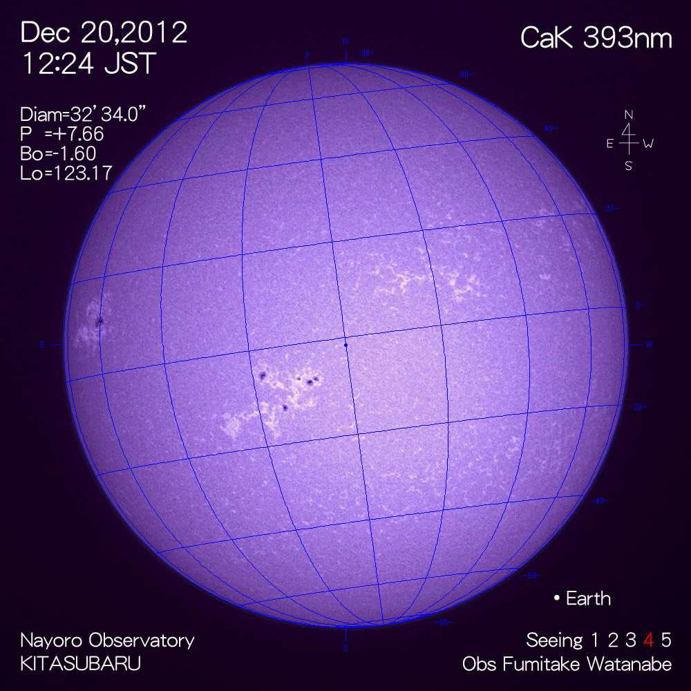 2012年12月20日CaK波長の太陽