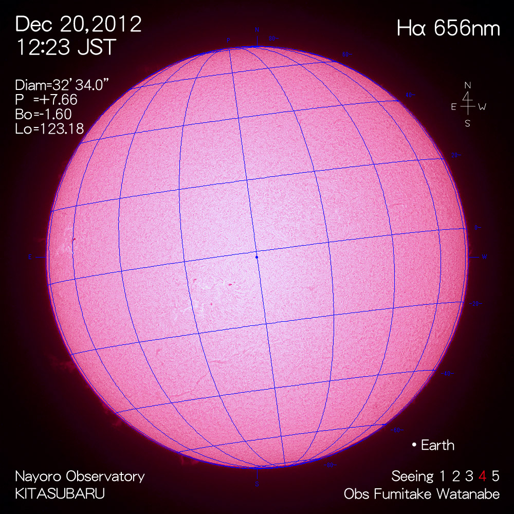 2012年12月20日Hα波長の太陽