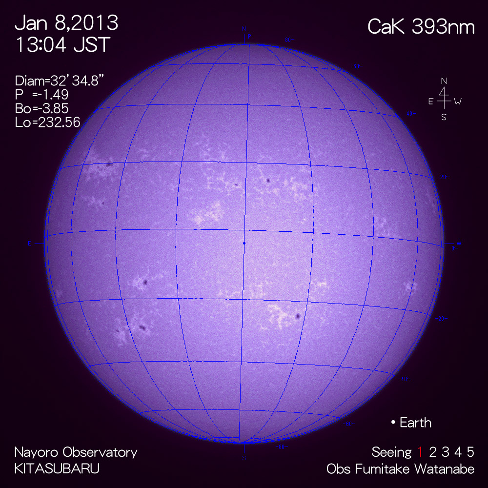 2013年1月8日CaK波長の太陽