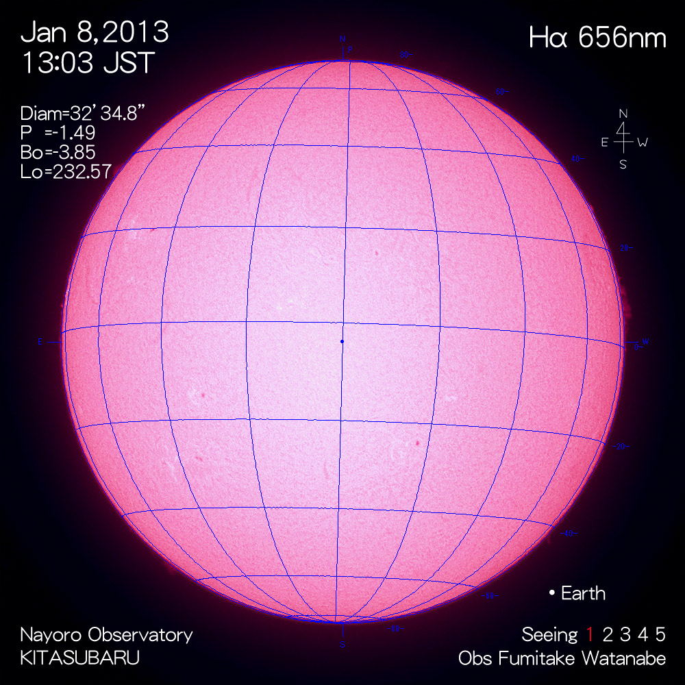 2013年1月8日Hα波長の太陽