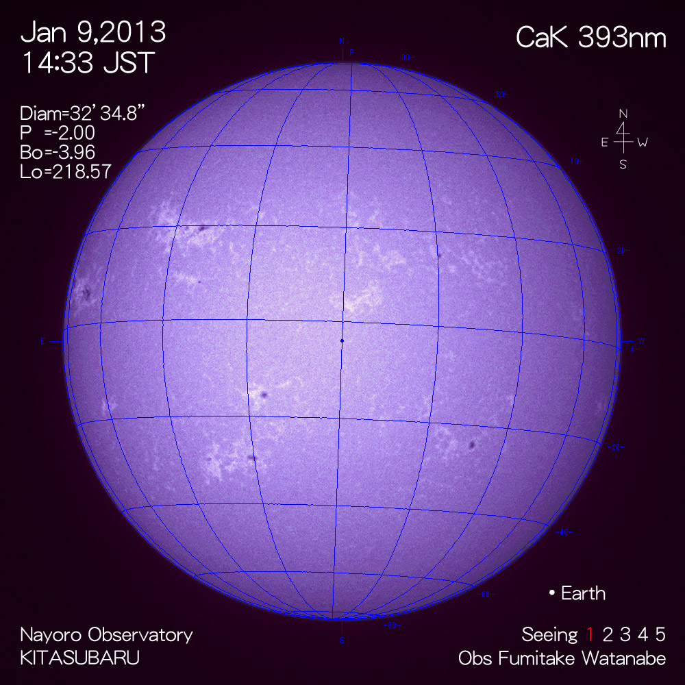 2013年1月9日CaK波長の太陽