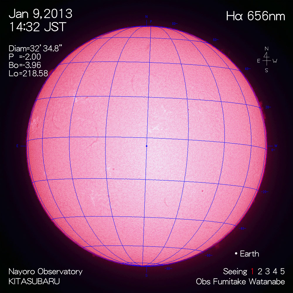 2013年1月9日Hα波長の太陽