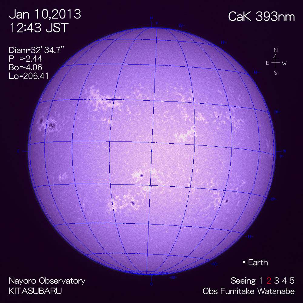 2013年1月10日CaK波長の太陽