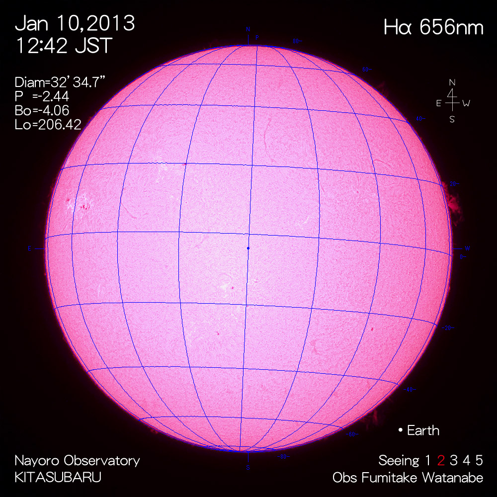 2013年1月10日Hα波長の太陽