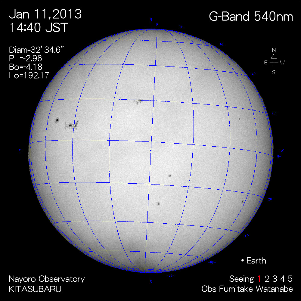 2013年1月11日540nm波長の太陽