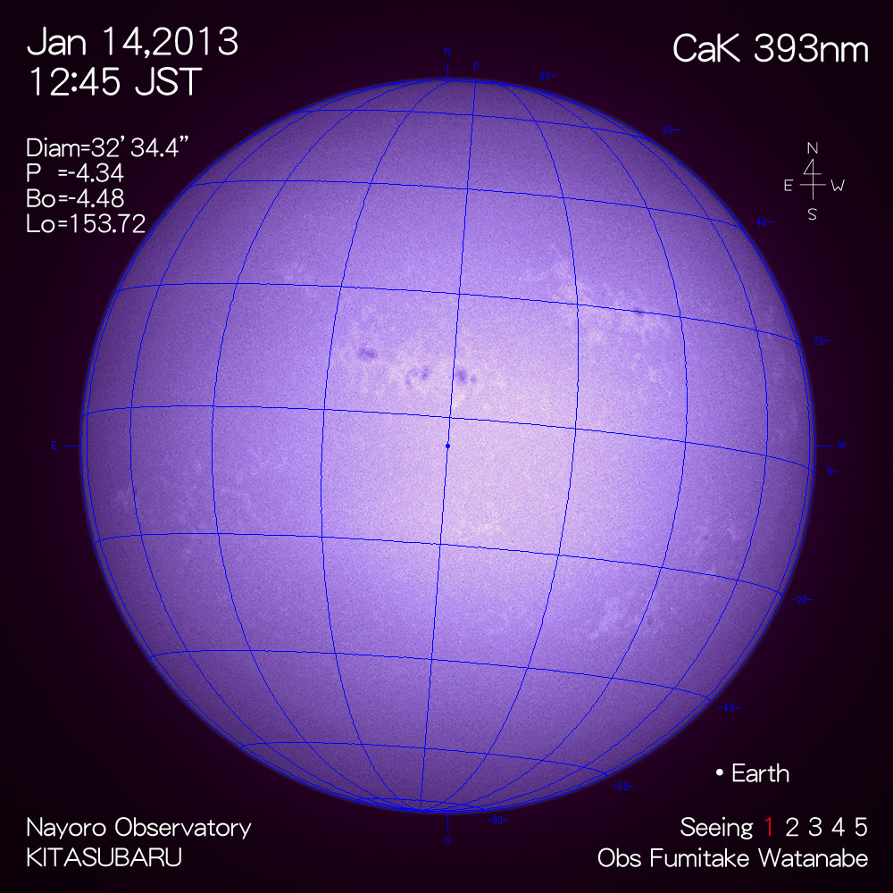 2013年1月14日CaK波長の太陽