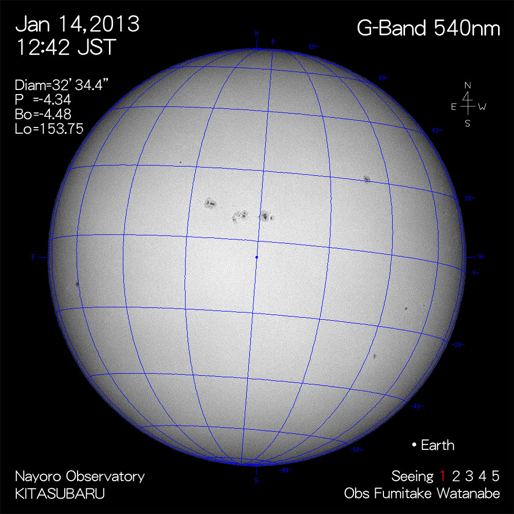 2013年1月14日540nm波長の太陽