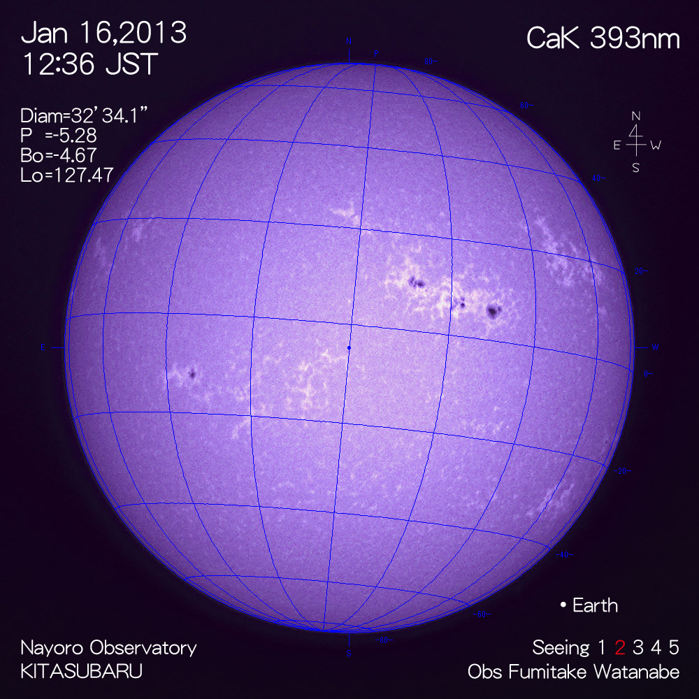 2013年1月16日CaK波長の太陽